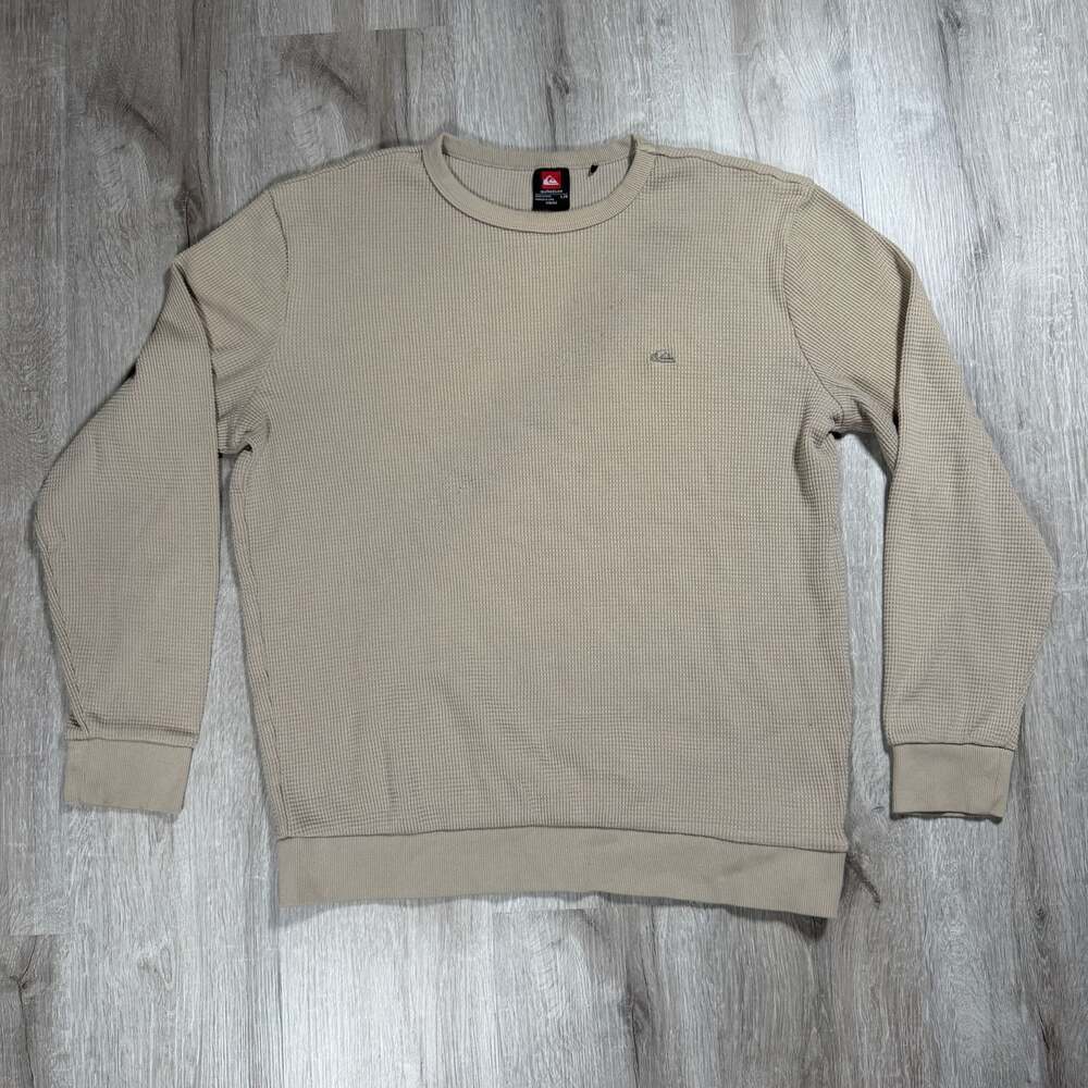 Mens Quiksilver Flanders Waffle Knit Crewneck Longsleeve in Beige